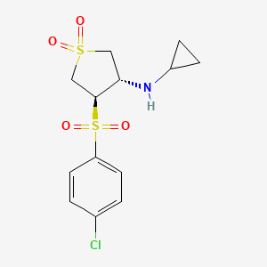 molecular formula C13H16ClNO4S2 B7832950 {(3S,4R)-4-[(4-chlorophenyl)sulfonyl]-1,1-dioxidotetrahydro-3-thienyl}cyclopropylamine 