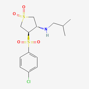 molecular formula C14H20ClNO4S2 B7832966 rel-(3R,4S)-3-((4-Chlorophenyl)sulfonyl)-4-(isobutylamino)tetrahydrothiophene 1,1-dioxide 