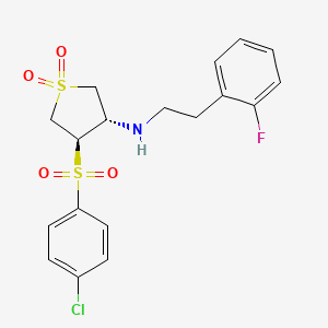 molecular formula C18H19ClFNO4S2 B7832982 {(3S,4R)-4-[(4-chlorophenyl)sulfonyl]-1,1-dioxidotetrahydro-3-thienyl}[2-(2-fluorophenyl)ethyl]amine 