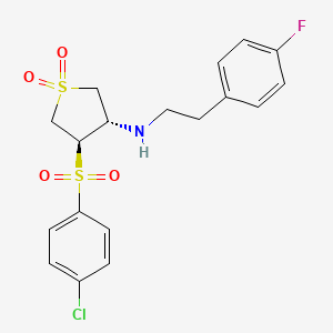 molecular formula C18H19ClFNO4S2 B7832983 {(3S,4R)-4-[(4-chlorophenyl)sulfonyl]-1,1-dioxidotetrahydro-3-thienyl}[2-(4-fluorophenyl)ethyl]amine 