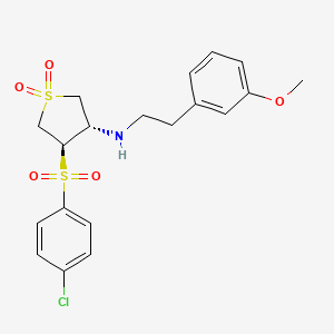 molecular formula C19H22ClNO5S2 B7832987 {(3S,4R)-4-[(4-chlorophenyl)sulfonyl]-1,1-dioxidotetrahydro-3-thienyl}[2-(3-methoxyphenyl)ethyl]amine 