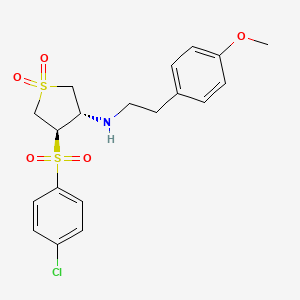 molecular formula C19H22ClNO5S2 B7832989 {(3S,4R)-4-[(4-chlorophenyl)sulfonyl]-1,1-dioxidotetrahydro-3-thienyl}[2-(4-methoxyphenyl)ethyl]amine 