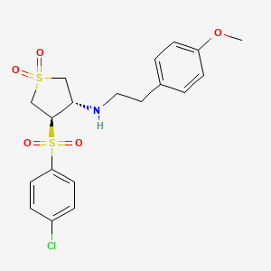 molecular formula C19H22ClNO5S2 B7832989 (3R4S)-3-(4-CHLOROBENZENESULFONYL)-4-{[2-(4-METHOXYPHENYL)ETHYL]AMINO}-1LAMBDA6-THIOLANE-11-DIONE 