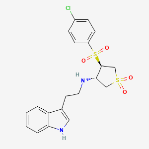 molecular formula C20H21ClN2O4S2 B7832993 {(3S,4R)-4-[(4-chlorophenyl)sulfonyl]-1,1-dioxidotetrahydro-3-thienyl}[2-(1H-indol-3-yl)ethyl]amine 