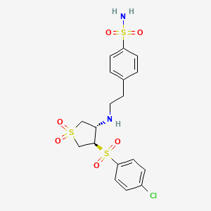 molecular formula C18H21ClN2O6S3 B7832999 4-[2-({(3S,4R)-4-[(4-chlorophenyl)sulfonyl]-1,1-dioxidotetrahydro-3-thienyl}amino)ethyl]benzenesulfonamide 