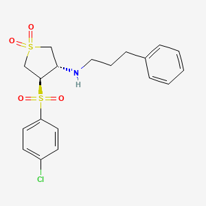 molecular formula C19H22ClNO4S2 B7833002 {(3S,4R)-4-[(4-chlorophenyl)sulfonyl]-1,1-dioxidotetrahydro-3-thienyl}(3-phenylpropyl)amine 