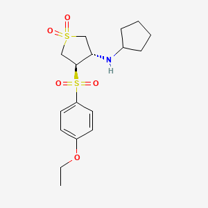 molecular formula C17H25NO5S2 B7833037 (3S,4R)-N-cyclopentyl-4-[(4-ethoxyphenyl)sulfonyl]tetrahydrothiophen-3-amine 1,1-dioxide 