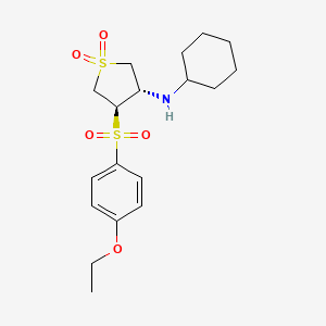 molecular formula C18H27NO5S2 B7833042 (3S,4R)-N-cyclohexyl-4-[(4-ethoxyphenyl)sulfonyl]tetrahydrothiophen-3-amine 1,1-dioxide 
