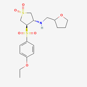 molecular formula C17H25NO6S2 B7833062 {(3S,4R)-4-[(4-ethoxyphenyl)sulfonyl]-1,1-dioxidotetrahydro-3-thienyl}(tetrahydrofuran-2-ylmethyl)amine 