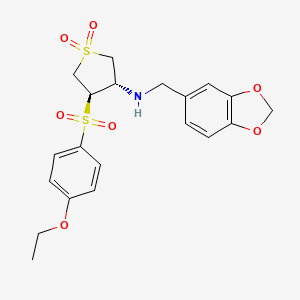 molecular formula C20H23NO7S2 B7833106 (1,3-benzodioxol-5-ylmethyl){(3S,4R)-4-[(4-ethoxyphenyl)sulfonyl]-1,1-dioxidotetrahydro-3-thienyl}amine 
