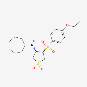 molecular formula C19H29NO5S2 B7833153 (3S,4R)-N-cycloheptyl-4-[(4-ethoxyphenyl)sulfonyl]tetrahydrothiophen-3-amine 1,1-dioxide 
