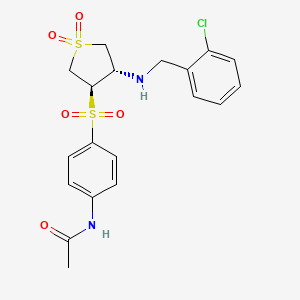 molecular formula C19H21ClN2O5S2 B7833176 N-[4-({(3R,4S)-4-[(2-chlorobenzyl)amino]-1,1-dioxidotetrahydro-3-thienyl}sulfonyl)phenyl]acetamide 