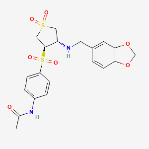 molecular formula C20H22N2O7S2 B7833185 N-[4-({(3R,4S)-4-[(1,3-benzodioxol-5-ylmethyl)amino]-1,1-dioxidotetrahydro-3-thienyl}sulfonyl)phenyl]acetamide 