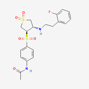 molecular formula C20H23FN2O5S2 B7833207 N-{4-[((3R,4S)-4-{[2-(2-fluorophenyl)ethyl]amino}-1,1-dioxidotetrahydro-3-thienyl)sulfonyl]phenyl}acetamide 