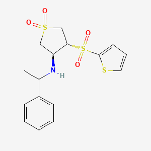 molecular formula C16H19NO4S3 B7833229 [(3S,4R)-1,1-dioxido-4-(2-thienylsulfonyl)tetrahydro-3-thienyl](1-phenylethyl)amine 