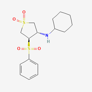 molecular formula C16H23NO4S2 B7833246 (3S,4R)-N-cyclohexyl-4-(phenylsulfonyl)tetrahydrothiophen-3-amine 1,1-dioxide 