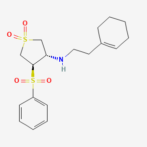 molecular formula C18H25NO4S2 B7833250 (2-cyclohex-1-en-1-ylethyl)[(3S,4R)-1,1-dioxido-4-(phenylsulfonyl)tetrahydro-3-thienyl]amine 