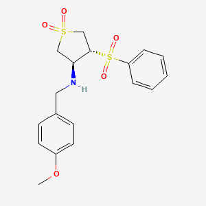 molecular formula C18H21NO5S2 B7833267 [(3S,4R)-1,1-dioxido-4-(phenylsulfonyl)tetrahydro-3-thienyl](4-methoxybenzyl)amine 