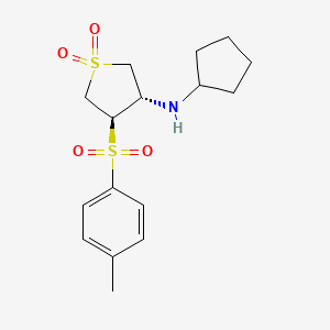 molecular formula C16H23NO4S2 B7833285 (3S,4R)-N-cyclopentyl-4-[(4-methylphenyl)sulfonyl]tetrahydrothiophen-3-amine 1,1-dioxide 