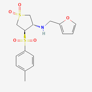 molecular formula C16H19NO5S2 B7833316 (2-furylmethyl){(3S,4R)-4-[(4-methylphenyl)sulfonyl]-1,1-dioxidotetrahydro-3-thienyl}amine 