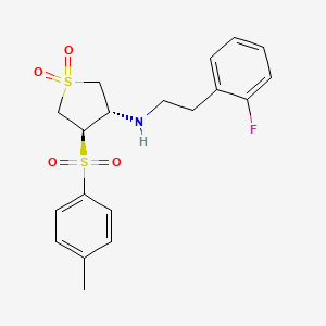 molecular formula C19H22FNO4S2 B7833376 [2-(2-fluorophenyl)ethyl]{(3S,4R)-4-[(4-methylphenyl)sulfonyl]-1,1-dioxidotetrahydro-3-thienyl}amine 