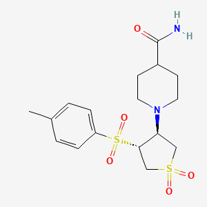 molecular formula C17H24N2O5S2 B7833391 1-{(3S,4R)-4-[(4-methylphenyl)sulfonyl]-1,1-dioxidotetrahydro-3-thienyl}piperidine-4-carboxamide 