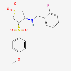 molecular formula C18H20FNO5S2 B7833400 (2-fluorobenzyl){(3S,4R)-4-[(4-methoxyphenyl)sulfonyl]-1,1-dioxidotetrahydro-3-thienyl}amine 