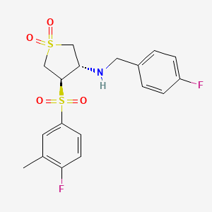 molecular formula C18H19F2NO4S2 B7833432 (3S,4R)-N-(4-fluorobenzyl)-4-[(4-fluoro-3-methylphenyl)sulfonyl]tetrahydrothiophen-3-amine 1,1-dioxide 