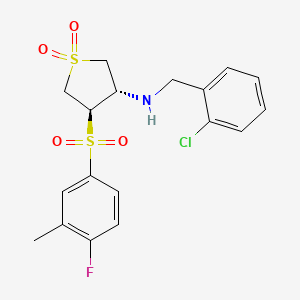 molecular formula C18H19ClFNO4S2 B7833439 (2-chlorobenzyl){(3S,4R)-4-[(4-fluoro-3-methylphenyl)sulfonyl]-1,1-dioxidotetrahydro-3-thienyl}amine 