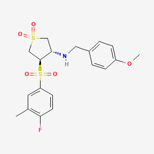 molecular formula C19H22FNO5S2 B7833451 {(3S,4R)-4-[(4-fluoro-3-methylphenyl)sulfonyl]-1,1-dioxidotetrahydro-3-thienyl}(4-methoxybenzyl)amine 