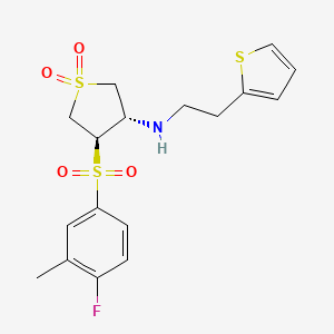molecular formula C17H20FNO4S3 B7833467 {(3S,4R)-4-[(4-fluoro-3-methylphenyl)sulfonyl]-1,1-dioxidotetrahydro-3-thienyl}[2-(2-thienyl)ethyl]amine 