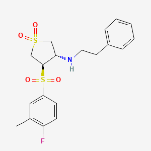 molecular formula C19H22FNO4S2 B7833473 {(3S,4R)-4-[(4-fluoro-3-methylphenyl)sulfonyl]-1,1-dioxidotetrahydro-3-thienyl}(2-phenylethyl)amine 