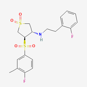 molecular formula C19H21F2NO4S2 B7833476 {(3S,4R)-4-[(4-fluoro-3-methylphenyl)sulfonyl]-1,1-dioxidotetrahydro-3-thienyl}[2-(2-fluorophenyl)ethyl]amine 
