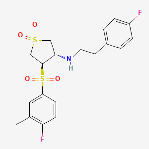 molecular formula C19H21F2NO4S2 B7833477 3-[(4-FLUORO-3-METHYLPHENYL)SULFONYL]-4-[(4-FLUOROPHENETHYL)AMINO]TETRAHYDRO-1H-1LAMBDA~6~-THIOPHENE-1,1-DIONE 