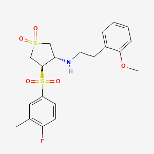 molecular formula C20H24FNO5S2 B7833484 {(3S,4R)-4-[(4-fluoro-3-methylphenyl)sulfonyl]-1,1-dioxidotetrahydro-3-thienyl}[2-(2-methoxyphenyl)ethyl]amine 