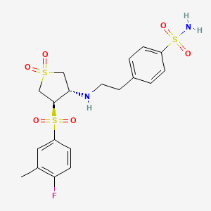 molecular formula C19H23FN2O6S3 B7833492 4-[2-({(3S,4R)-4-[(4-fluoro-3-methylphenyl)sulfonyl]-1,1-dioxidotetrahydro-3-thienyl}amino)ethyl]benzenesulfonamide 