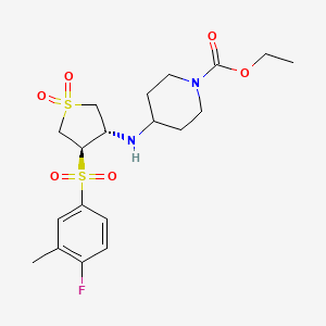 molecular formula C19H27FN2O6S2 B7833504 ethyl 4-({(3S,4R)-4-[(4-fluoro-3-methylphenyl)sulfonyl]-1,1-dioxidotetrahydro-3-thienyl}amino)piperidine-1-carboxylate 
