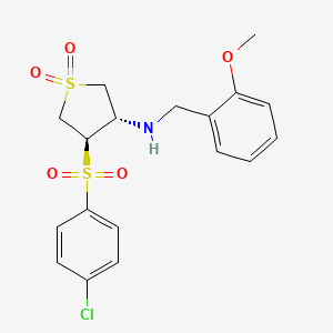 molecular formula C18H20ClNO5S2 B7833512 {(3S,4R)-4-[(4-chlorophenyl)sulfonyl]-1,1-dioxidotetrahydro-3-thienyl}(2-methoxybenzyl)amine 