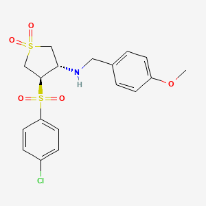 molecular formula C18H20ClNO5S2 B7833513 {(3S,4R)-4-[(4-chlorophenyl)sulfonyl]-1,1-dioxidotetrahydro-3-thienyl}(4-methoxybenzyl)amine 
