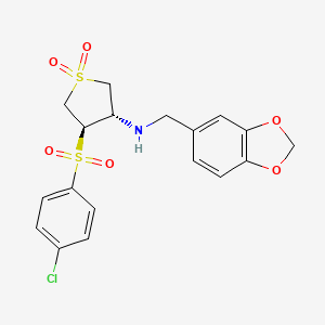 molecular formula C18H18ClNO6S2 B7833515 (1,3-benzodioxol-5-ylmethyl){(3S,4R)-4-[(4-chlorophenyl)sulfonyl]-1,1-dioxidotetrahydro-3-thienyl}amine 