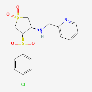 molecular formula C16H17ClN2O4S2 B7833517 {(3S,4R)-4-[(4-chlorophenyl)sulfonyl]-1,1-dioxidotetrahydro-3-thienyl}(pyridin-2-ylmethyl)amine 