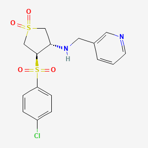 molecular formula C16H17ClN2O4S2 B7833522 {(3S,4R)-4-[(4-chlorophenyl)sulfonyl]-1,1-dioxidotetrahydro-3-thienyl}(pyridin-3-ylmethyl)amine 