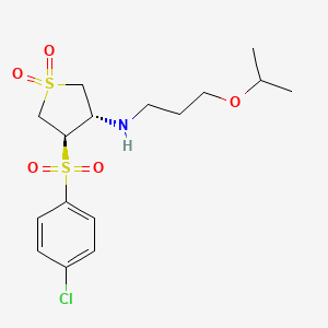 molecular formula C16H24ClNO5S2 B7833530 {(3S,4R)-4-[(4-chlorophenyl)sulfonyl]-1,1-dioxidotetrahydro-3-thienyl}(3-isopropoxypropyl)amine 