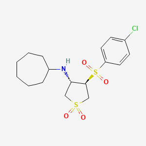 molecular formula C17H24ClNO4S2 B7833534 {(3S,4R)-4-[(4-chlorophenyl)sulfonyl]-1,1-dioxidotetrahydro-3-thienyl}cycloheptylamine 