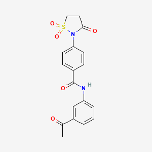 molecular formula C18H16N2O5S B7833549 N-(3-acetylphenyl)-4-(1,1-dioxido-3-oxoisothiazolidin-2-yl)benzamide 