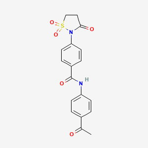 molecular formula C18H16N2O5S B7833552 N-(4-acetylphenyl)-4-(1,1-dioxido-3-oxoisothiazolidin-2-yl)benzamide 
