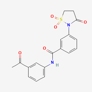molecular formula C18H16N2O5S B7833590 N-(3-acetylphenyl)-3-(1,1-dioxido-3-oxoisothiazolidin-2-yl)benzamide 