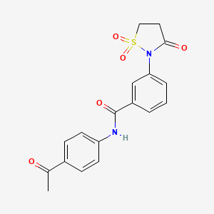 molecular formula C18H16N2O5S B7833597 N-(4-acetylphenyl)-3-(1,1-dioxido-3-oxoisothiazolidin-2-yl)benzamide 