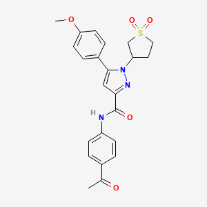 molecular formula C23H23N3O5S B7833615 N-(4-acetylphenyl)-1-(1,1-dioxidotetrahydro-3-thienyl)-5-(4-methoxyphenyl)-1H-pyrazole-3-carboxamide 