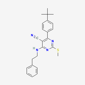 4-(4-Tert-butylphenyl)-2-(methylthio)-6-[(2-phenylethyl)amino]pyrimidine-5-carbonitrile